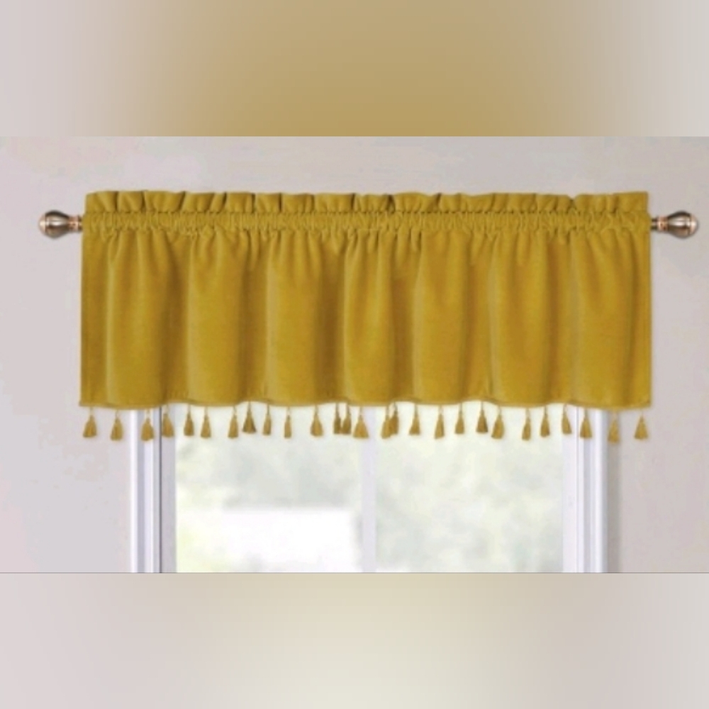 New with tags! Decorative gold yellow velvet Window Valance curtain with tassels